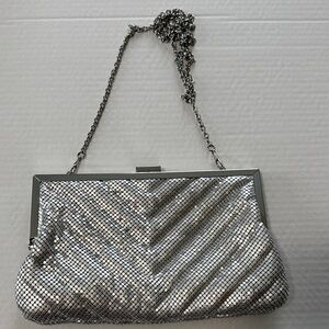 Charming Charlie Silver Mesh Evening Clutch with Chain Strap